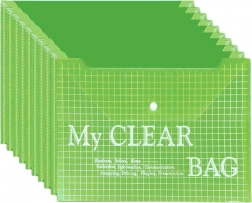 Przezroczysta koperta na dokumenty A4 z zatrzaskiem, zielona (20 szt.)