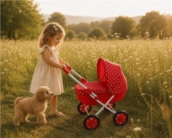 New Baby dziecięcy wózek dla lalek Anička czerwony