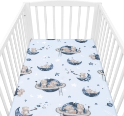 Bawełniane prześcieradło do łóżeczka NEW BABY Teddy Bear in Space 120 × 60 cm