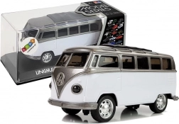 Autobus na napęd z naciągiem z oświetleniem bateryjnym i dźwiękami – biały