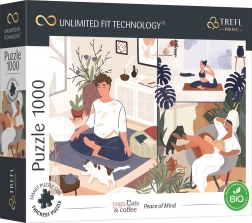 Puzzle TREFL UFT Yoga, Cats & Coffee 1000 elementów