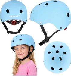 Dziecięcy kask rowerowy Trike Fix z lampką LED M 55–58 cm – Jasnoniebieski