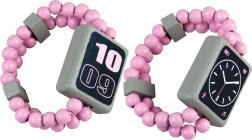 Drewniany dwustronny zegarek – różowy