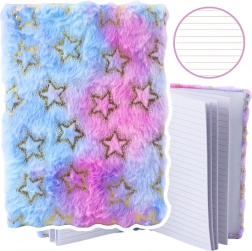 Pluszowy zeszyt z motywem złotych gwiazd w pastelowych kolorach A5