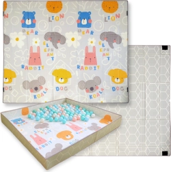 Dwustronna składana piankowa mata do zabawy 2w1 HUMBI 200 × 180 cm z brzegami na rzep