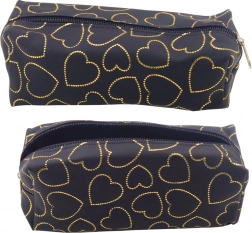 Piórnik czarny ze złotymi sercami