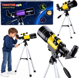 Dziecięcy teleskop astronomiczny ze statywem, obiektywem 70 mm i powiększeniem do 150×
