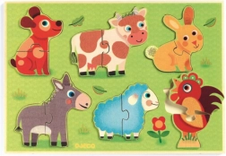 Drewniane puzzle Na podwórku od Djeco