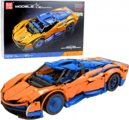 Zestaw konstrukcyjny zdalnie sterowany samochód sportowy, 1883 elementy – niebiesko‑pomarańczowy