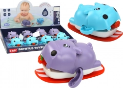 Nakręcana zabawka do kąpieli – pływający hipopotam na desce