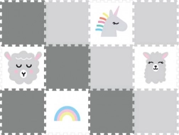 Piankowe puzzle mata do pokoju dziecięcego Szary jednorożec, 12 elementów