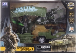 Wojskowy zestaw ze spadochroniarzem, jeepem i skuterem wodnym