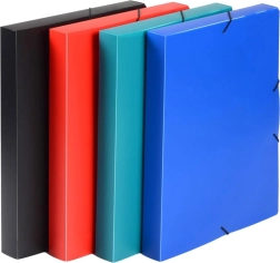 Pudełko archiwizacyjne A4 z gumką, czerwone (PP)