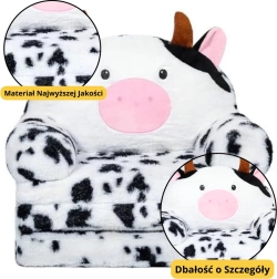 Dziecięcy Rozkładany Fotel Skórka 3-stopniowy biało-czarny