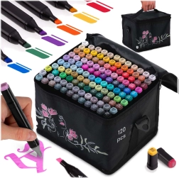 Alkoholowe dwustronne markery z etui 120 szt. NUKIDO