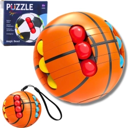 Sensoryczna logiczna kula z koralikami – pomarańczowa łamigłówka fidget dla dzieci