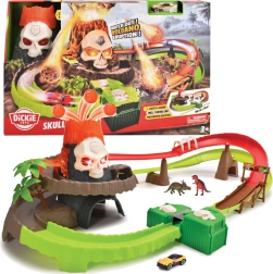 Dickie Toys tor wyścigowy Wulkan Czaszki ze światłami i dźwiękami + metalowy samochodzik 1:64