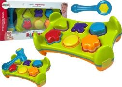 Dwustronny edukacyjny sorter z młotkiem i kształtami