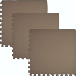 Piankowa mata podłogowa HUMBI 180 × 60, duże wodoodporne puzzle, bezpieczna, 3 szt., ciemny beż cappuccino