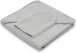 Dziecięcy ręcznik frotte z kapturem New Baby Basic 80 × 80 cm szary