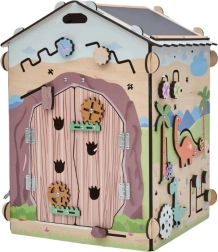 BusyKids aktywny domek DINO – drewniana montessori activity board ze światłem