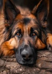 Malowanie diamentowe odpoczywający owczarek niemiecki 30 × 40 cm