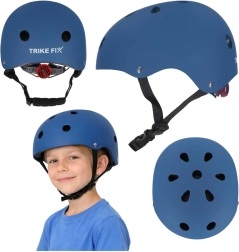 Dziecięcy kask rowerowy TRIKE FIX z LED, rozmiar S 48–54 cm, ciemnoniebieski