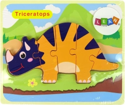 Drewniane puzzle dinozaury – triceratops lub ankylosaurus, pomarańczowe