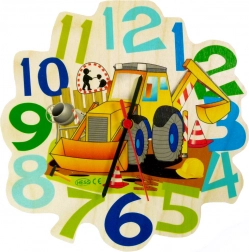 Hess Dziecięcy drewniany zegar Koparka