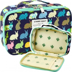 Szkolny piórnik organizer z kieszonką niebieski