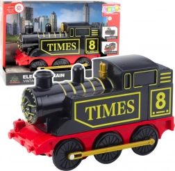 Elektryczna retro lokomotywa ze światłami i dźwiękami