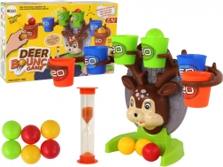 Zręcznościowa gra Jelonek – rzucanie piłeczek do kubeczków