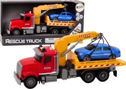 Czerwony holownik z dźwigiem i efektami świetlnymi