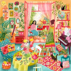 Kwadratowe puzzle Muzyczny pokój z balkonem 1000 elementów