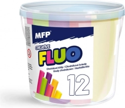 Neonowe kredy chodnikowe, okrągłe, 12 szt., mix kolorów, wiaderko