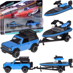 Maisto metalowy model 1:64 – FORD Bronco 2021 z przyczepą i motorówką
