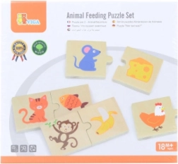 VIGA drewniane puzzle Nakarm zwierzątko – co jedzą zwierzęta, 24 elementy