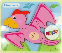 Drewniane puzzle dinozaury – pterodaktyl różowy lub pliozaur niebieski