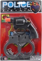 Plastikowy pistolet na kapiszony z kajdankami, 8-strzałowy