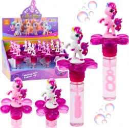 Bańkowa różdżka Jednorożec z obrotowym kwiatem i światłem LED 20 cm