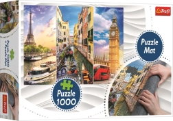 TREFL puzzle kolaż miast Paryż–Wenecja–Londyn 1000 elementów + mata do rolowania