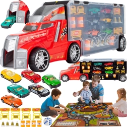 Ciężarówka z autkami, zestaw 23-elementowy