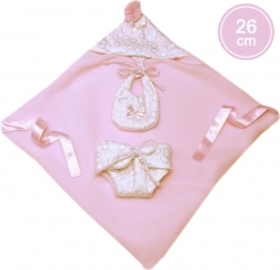 Dwuczęściowy strój z kapturem dla lalki New Born 26 cm