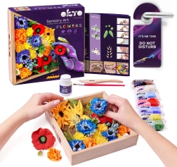 OKTO FREEDOM Artystyczny zestaw modelarski DIY kwiaty z drewnianą ramą 21x21 cm