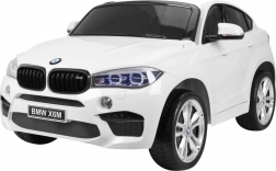 Elektryczny samochodzik BMW X6M XXL dla dwojga dzieci z pilotem i skórzanym fotelem – biały