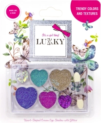 Kremowe cienie do powiek z brokatem i pędzelkiem dla dzieci