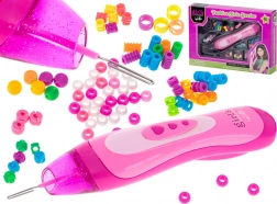 Różowy zestaw do zaplatania z koralikami