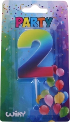 Świeczka urodzinowa cyfra 2 tęczowa