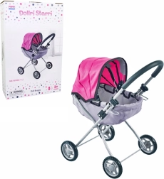 czarno-różowy wózek dla lalek