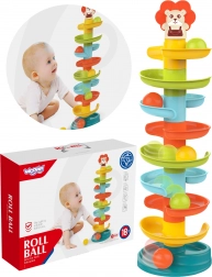 Woopie baby spiralna wieża z kulkami, 10 elementów i 6 kulek
